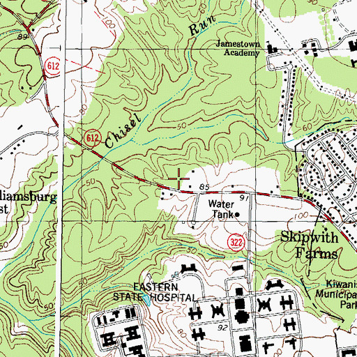 Topographic Map of The Mews, VA