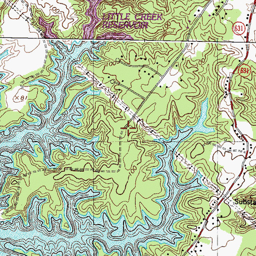 Topographic Map of Lake Toano Estates, VA