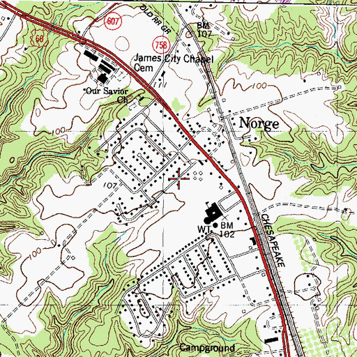 Topographic Map of Farmville Estates, VA