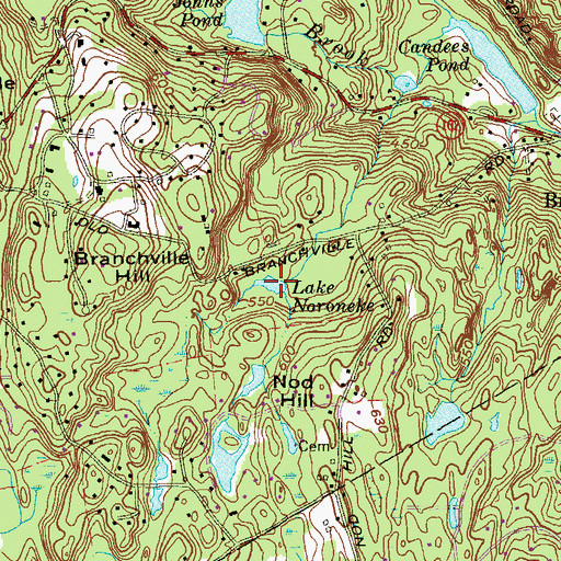 Topographic Map of Noroneke Lake, CT