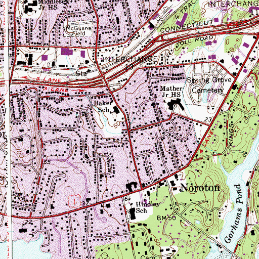 Topographic Map of Noroton, CT