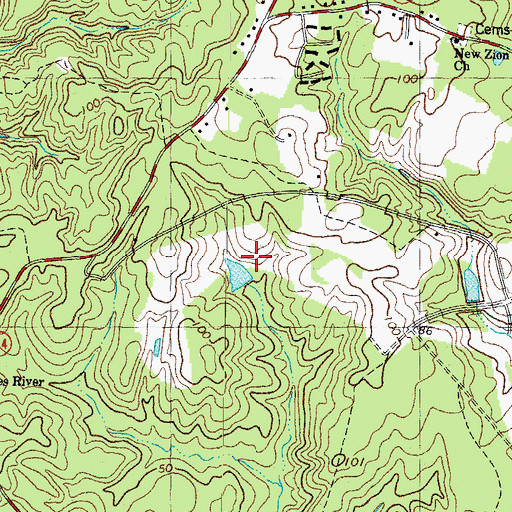 Topographic Map of Fords Colony Golf Course, VA