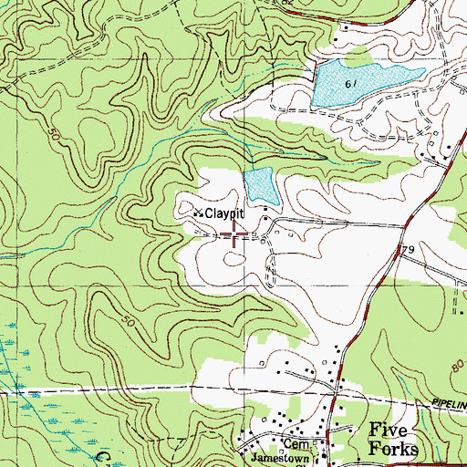 Topographic Map of Powhatan Plantation, VA