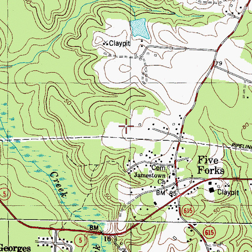 Topographic Map of Powhatan Crossing, VA