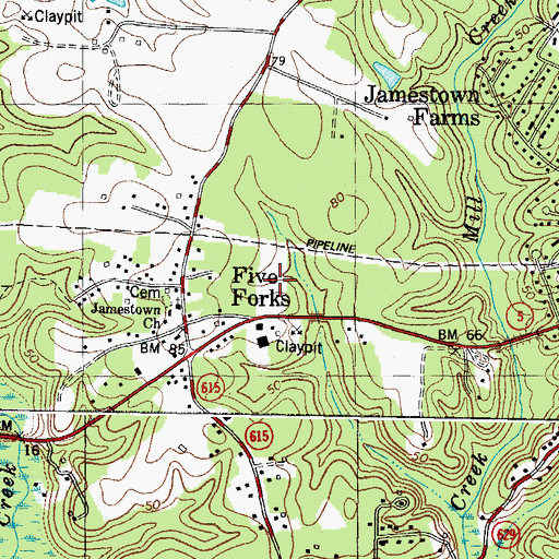 Topographic Map of John Tyler Commercial Park, VA