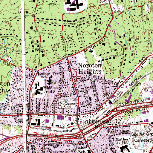 Topographic Map of Noroton Heights, CT