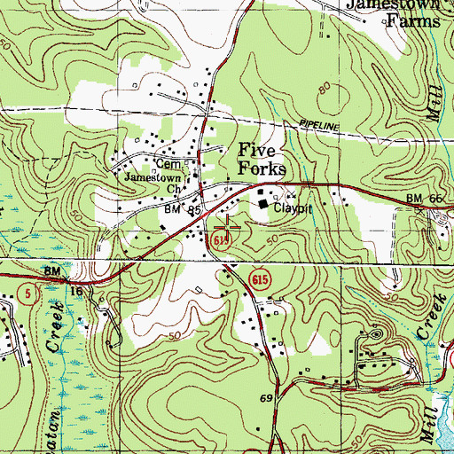 Topographic Map of Governors Green Shopping Center, VA