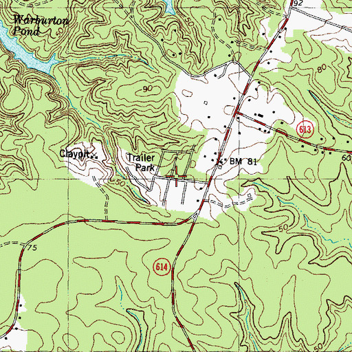 Topographic Map of Greensprings Mobile Home Park, VA
