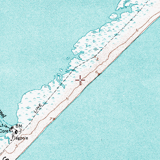 Topographic Map of Middle Core Banks, NC