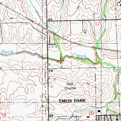 Topographic Map of Cardinal Creek, IA
