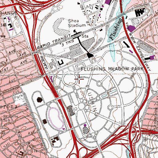 Topographic Map of U S Tennis Association Billie Jean King National Tennis Center, NY