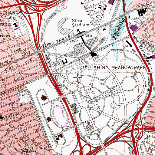 Topographic Map of Arthur Ashe Stadium, NY