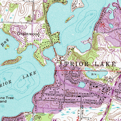 Topographic Map of Grainwood Crossings Park, MN
