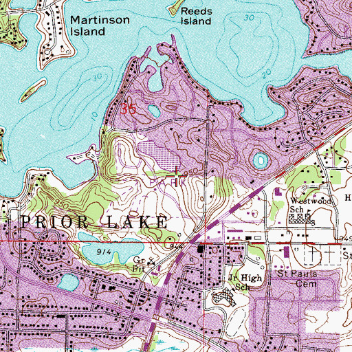 Topographic Map of Lakefront Park, MN