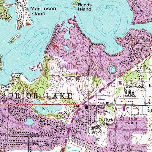 Topographic Map of Lakefront Park, MN