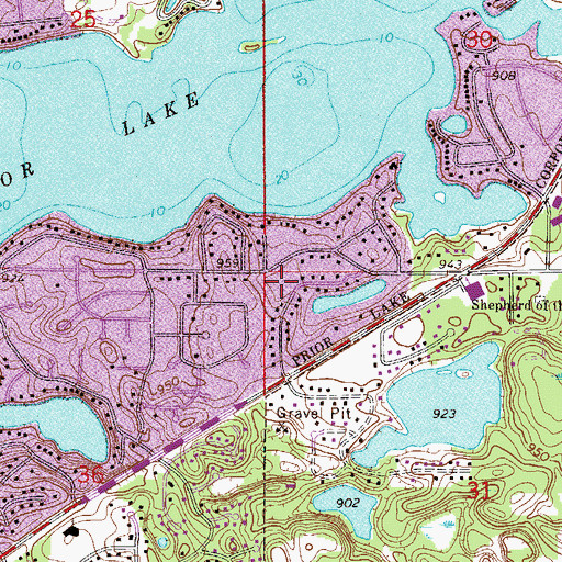 Topographic Map of Green Oaks Park, MN
