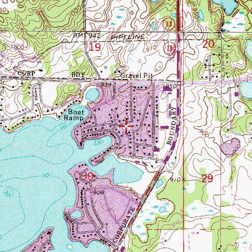 Topographic Map of Boudins Park, MN