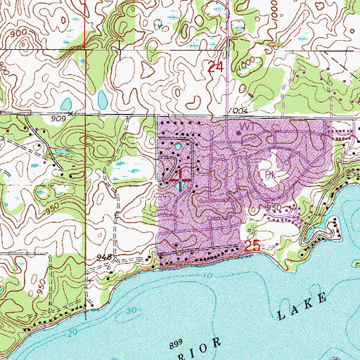Topographic Map of North Shore Oaks Park, MN