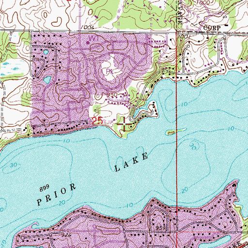Topographic Map of Sand Point Beach, MN
