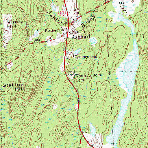 Topographic Map of North Ashford Cemetery, CT