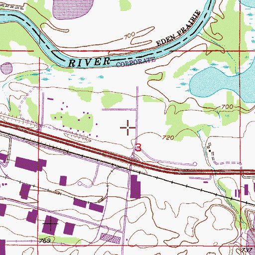 Topographic Map of Valleyfair Amusement Park, MN