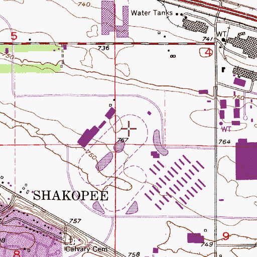 Topographic Map of Canterbury Park, MN