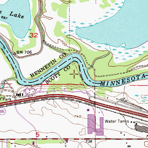 Topographic Map of Murphy's Landing, MN