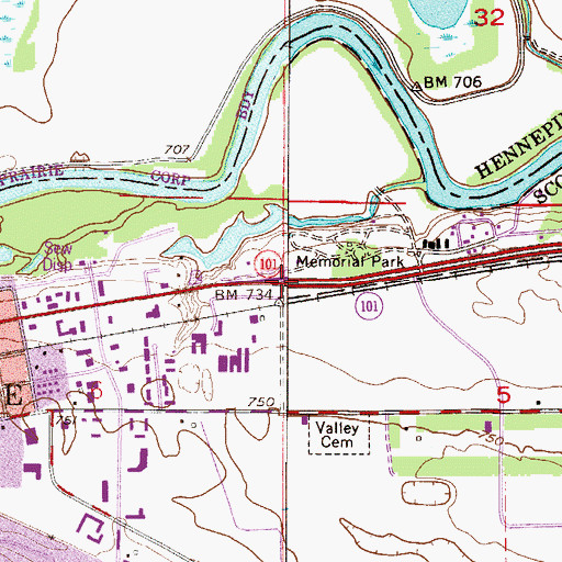 Topographic Map of Pond Mission Historical Marker, MN
