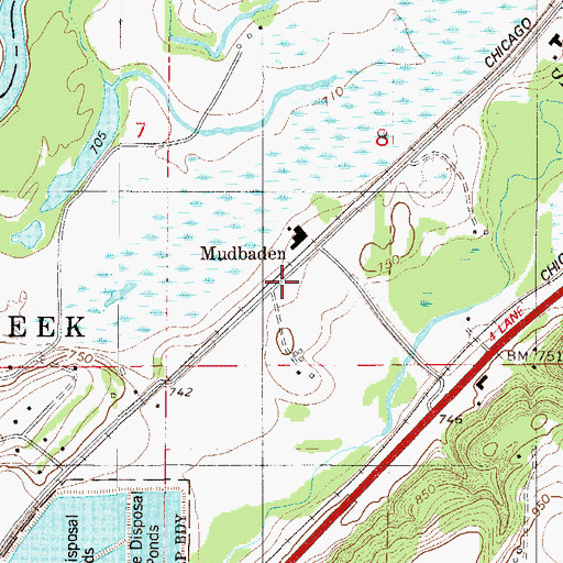Topographic Map of Mudbaden, MN