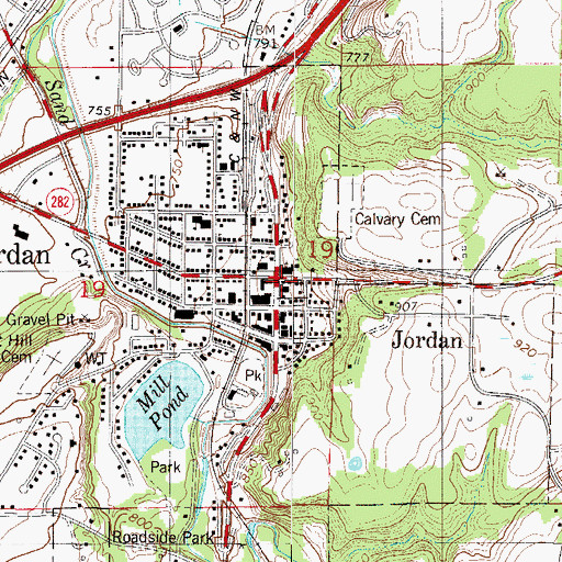 Topographic Map of Jordan City Hall, MN