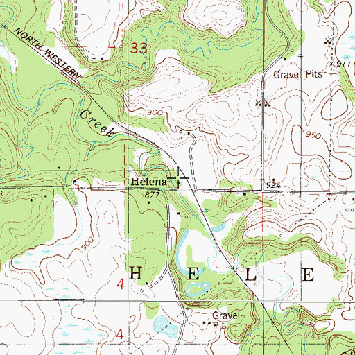 Topographic Map of Helena Post Office (historical), MN