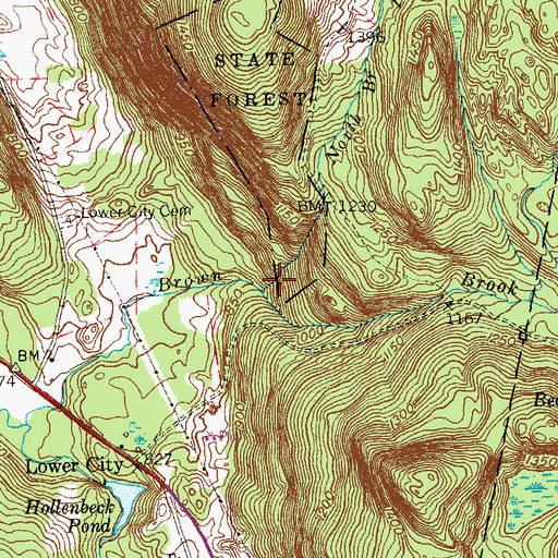 Topographic Map of North Branch Brown Brook, CT