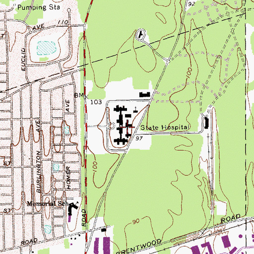 Topographic Map of Deer Park State Hospital (historical), NY