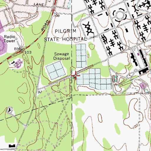 Topographic Map of Brentwood Sub Station (historical), NY