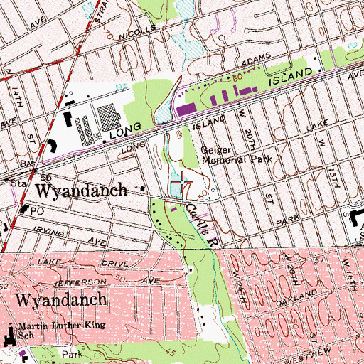 Topographic Map of Wyandanch Spring Lake, NY