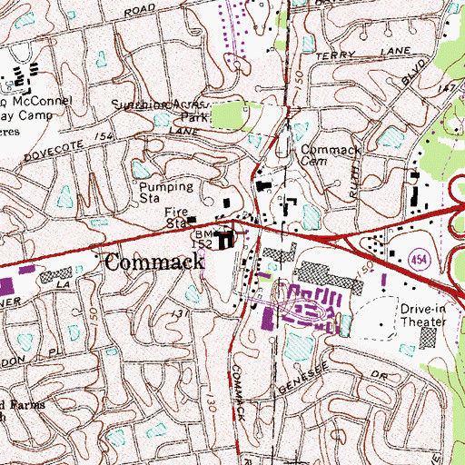 Topographic Map of Commack Grade School (historical), NY