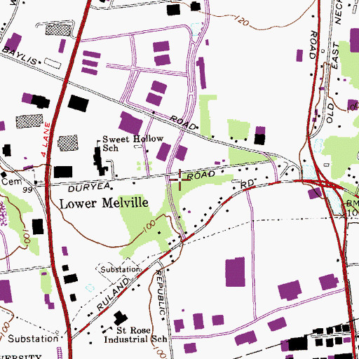 Topographic Map of Lower Melville School (historical), NY