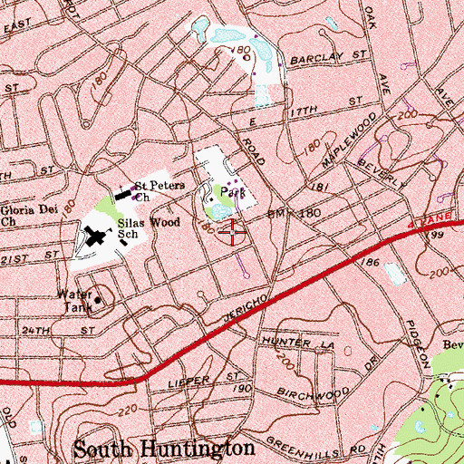 Topographic Map of South Huntington School (historical), NY