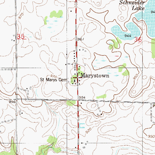 Topographic Map of Marystown Post Office (historical), MN
