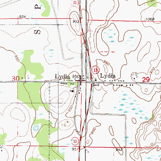 Topographic Map of Lydia Post Office (historical), MN