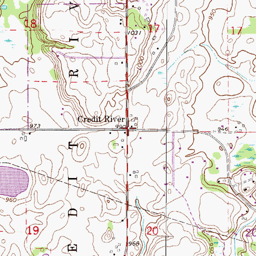 Topographic Map of Credit River Post Office (historical), MN