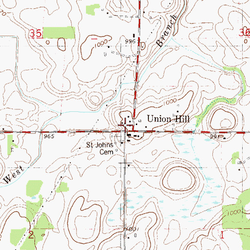 Topographic Map of Union Hill Post Office (historical), MN