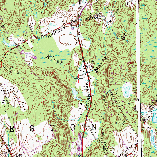 Topographic Map of North Branch West Branch Saugatuck River, CT