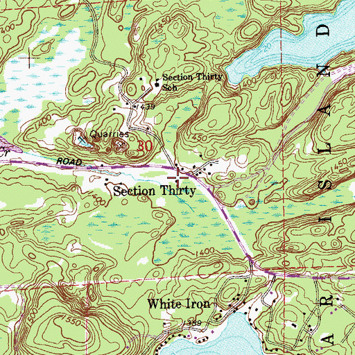 Topographic Map of Section Thirty Post Office (historical), MN