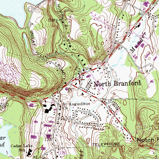 Topographic Map of North Branford, CT