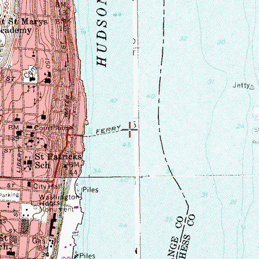 Topographic Map of Newburgh And Beacon Ferry, NY