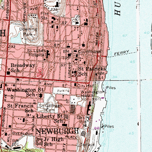 Topographic Map of Saint Patrick's Parochial School, NY