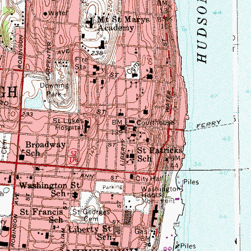 Topographic Map of Newburgh Post Office, NY