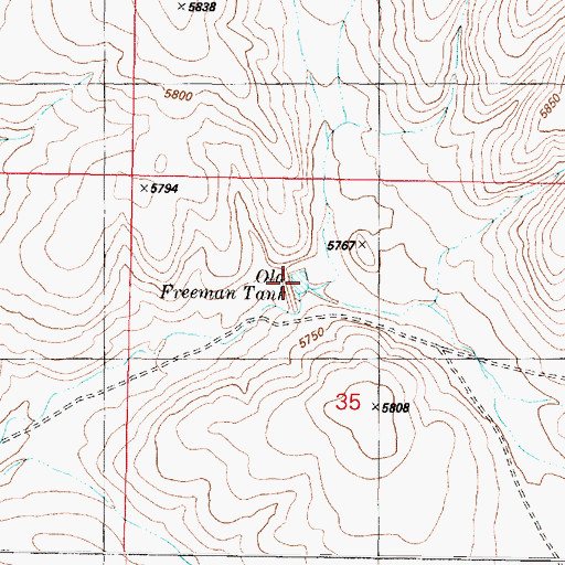 Topographic Map of Old Freeman Tank, AZ