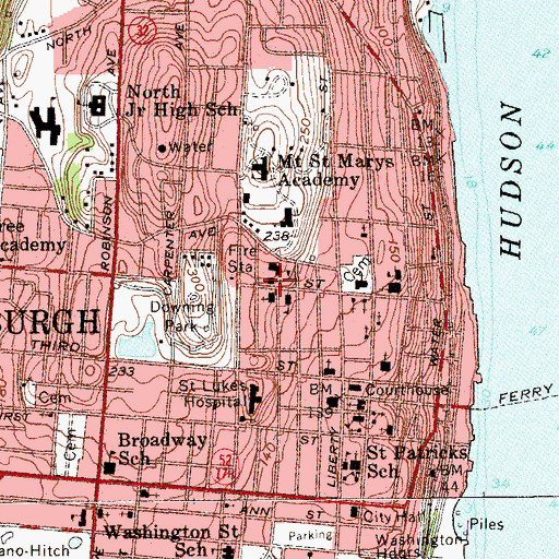 Topographic Map of Saint Mary's School, NY
